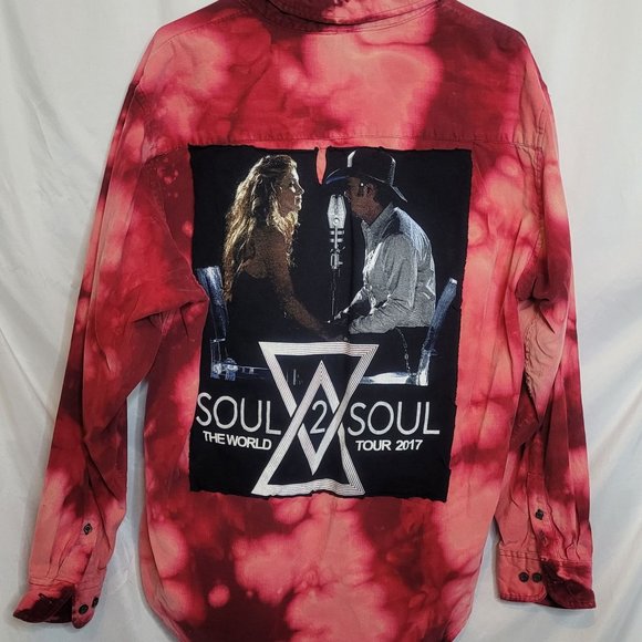 Tim and Faith Soul To Soul Upcycle Bleached Corduroy Shirt IZOD Red Large - Picture 1 of 11